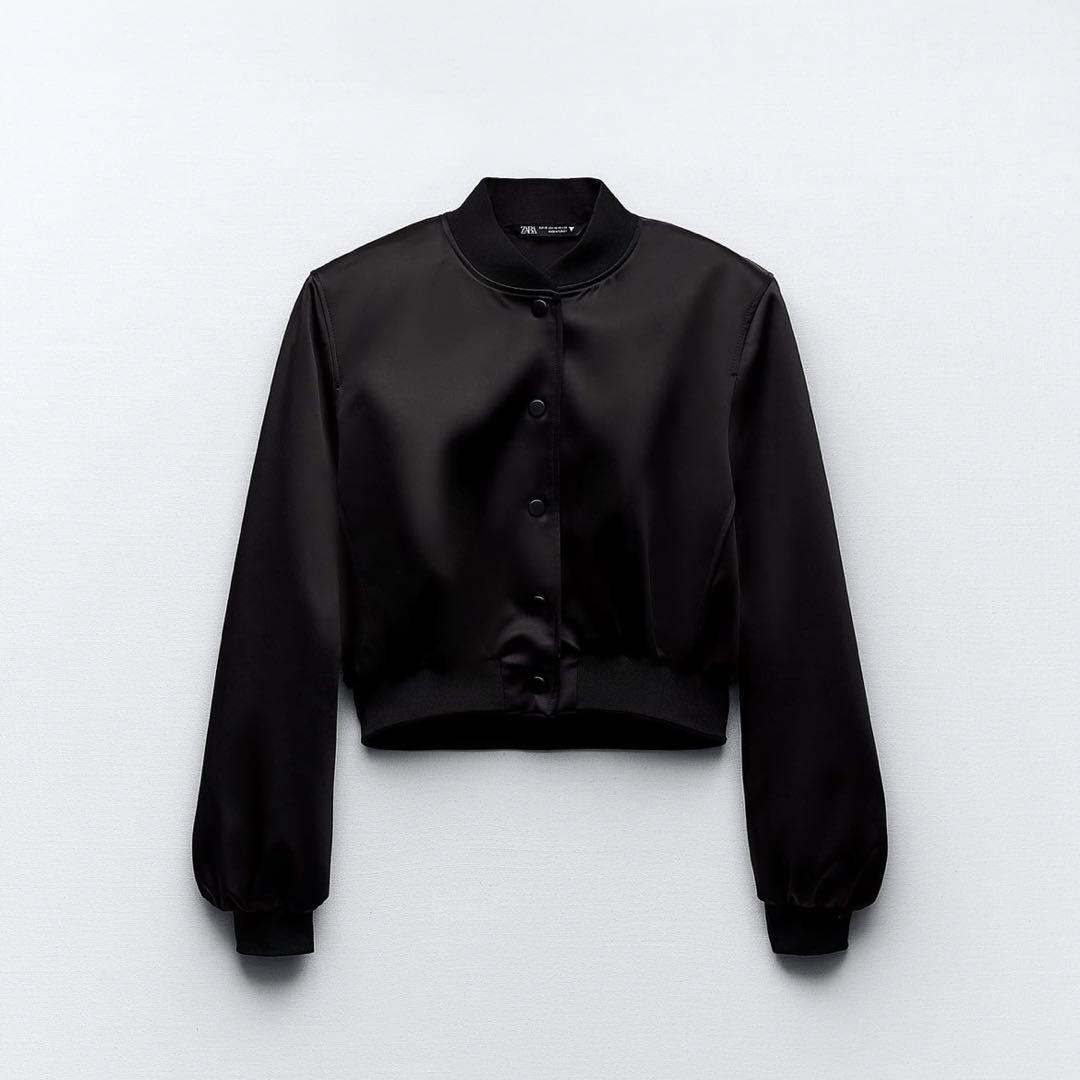 新品タグ付き】ZARA サテンクロップドボンバージャケット 最終価格です