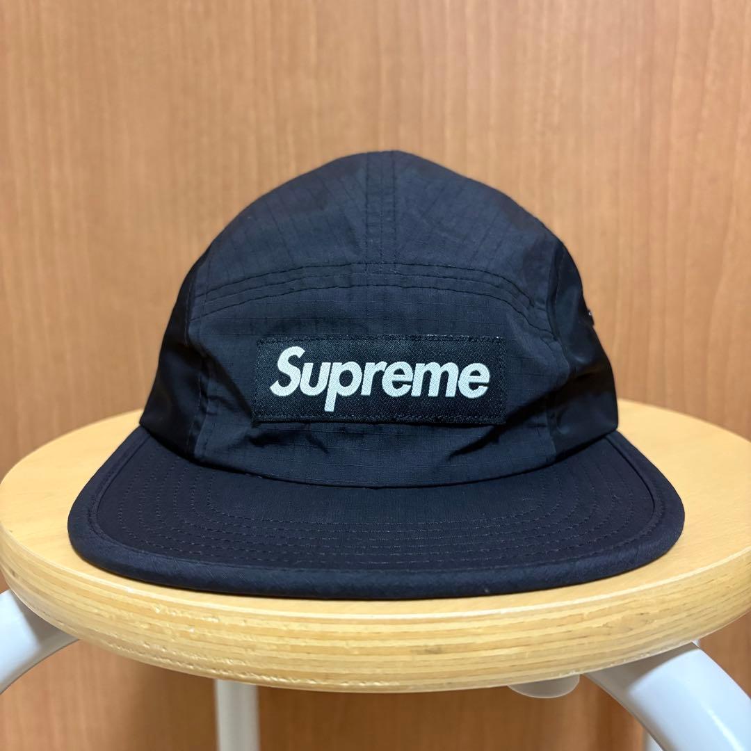 シュプリーム　格子柄　チェック柄　ジェットキャップ　キャンプキャップ　ブラック