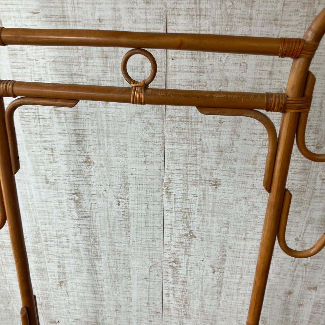 昭和レトロ ラタンハンガーラック フリースタンドラック 籐家具 古道具 古家具