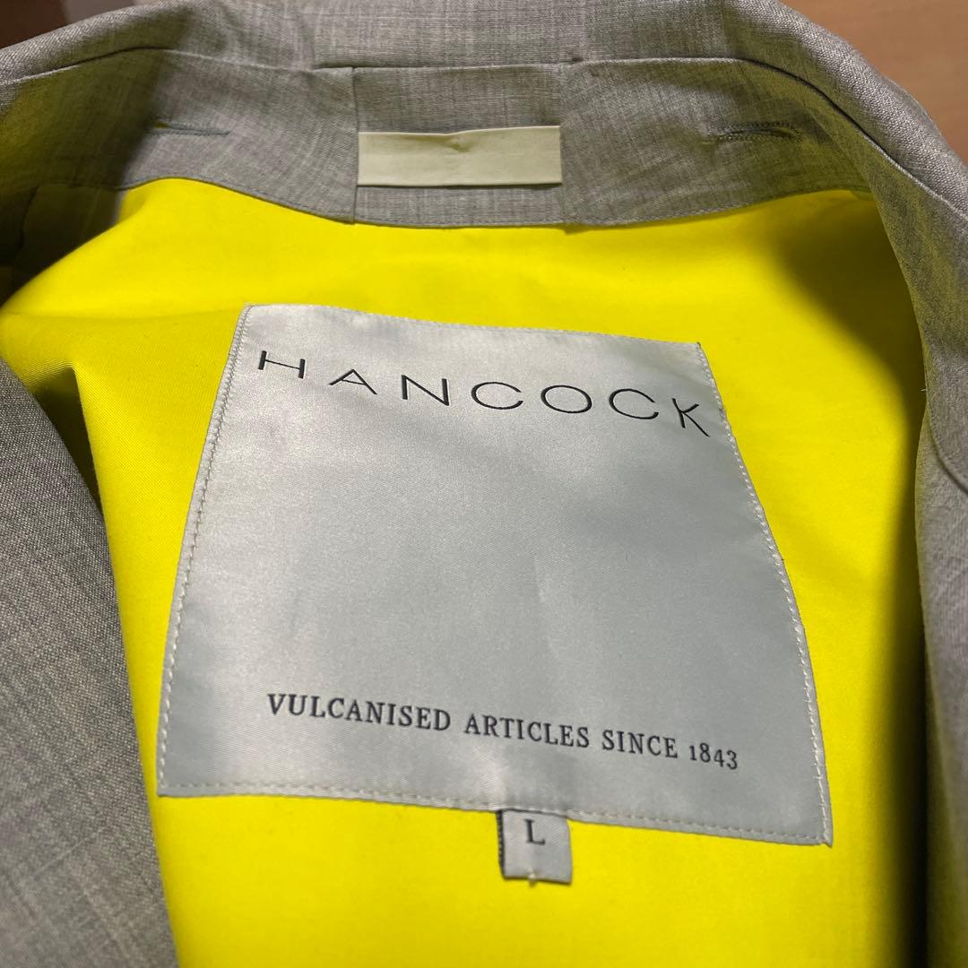 英国製 参価約17万【ハンコック】ピュアウールゴム引きステンカラーコート 美品