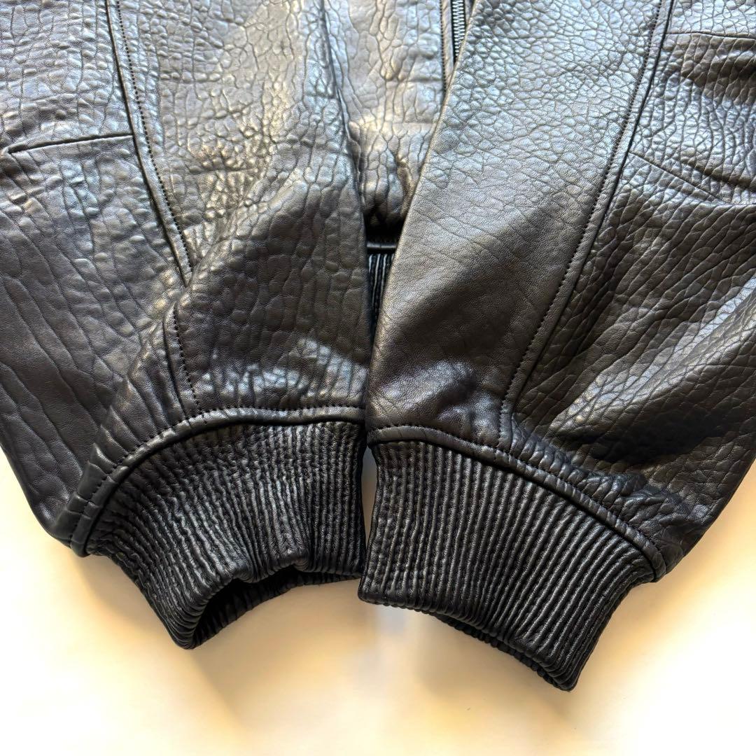 現行・完売品】ZARA エンボスレザージャケット ラムレザー XL ブラック