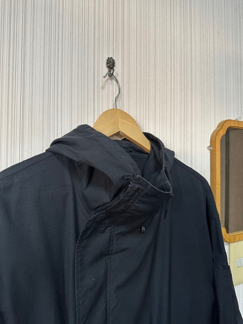 ブラックモッズコート フード付き