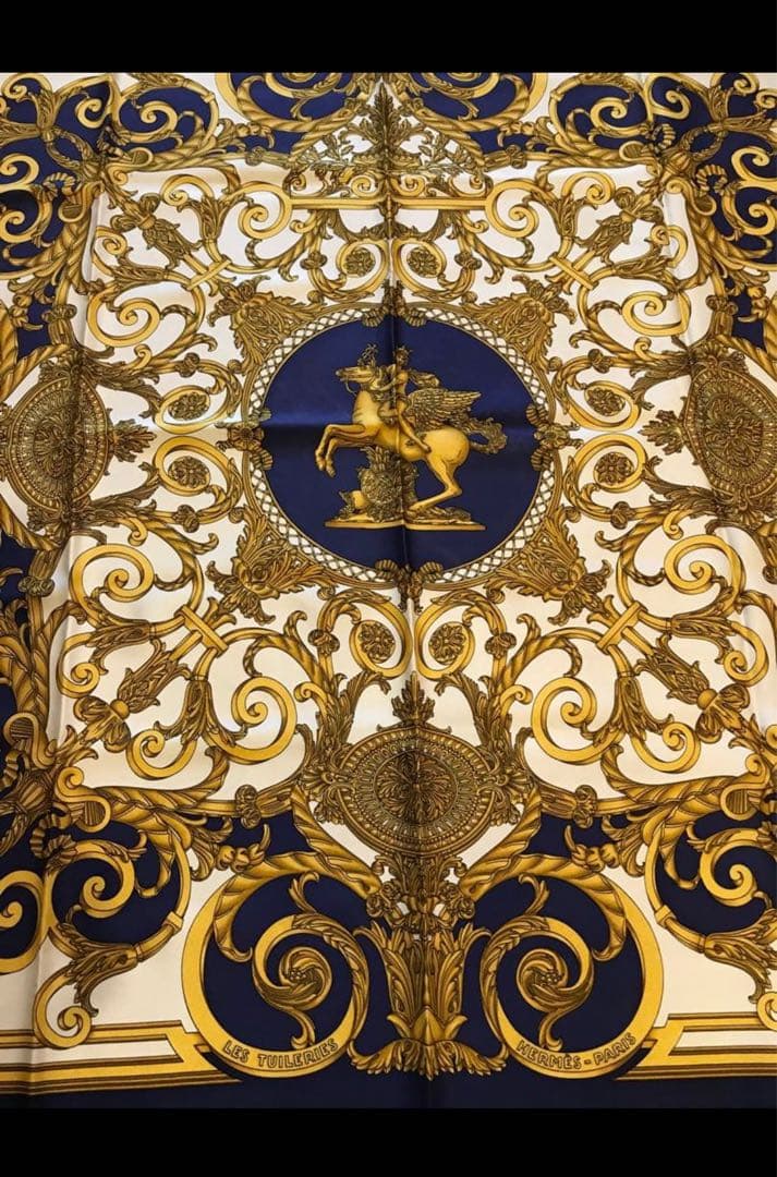Hermès カレ90 LES TUILERIES シルクツイル フランス製