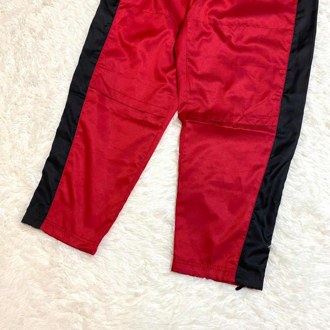 ナイキ　ナイロンジャージ　Y2K　セットアップ　トレーニング　刺繍　赤　黒　XL