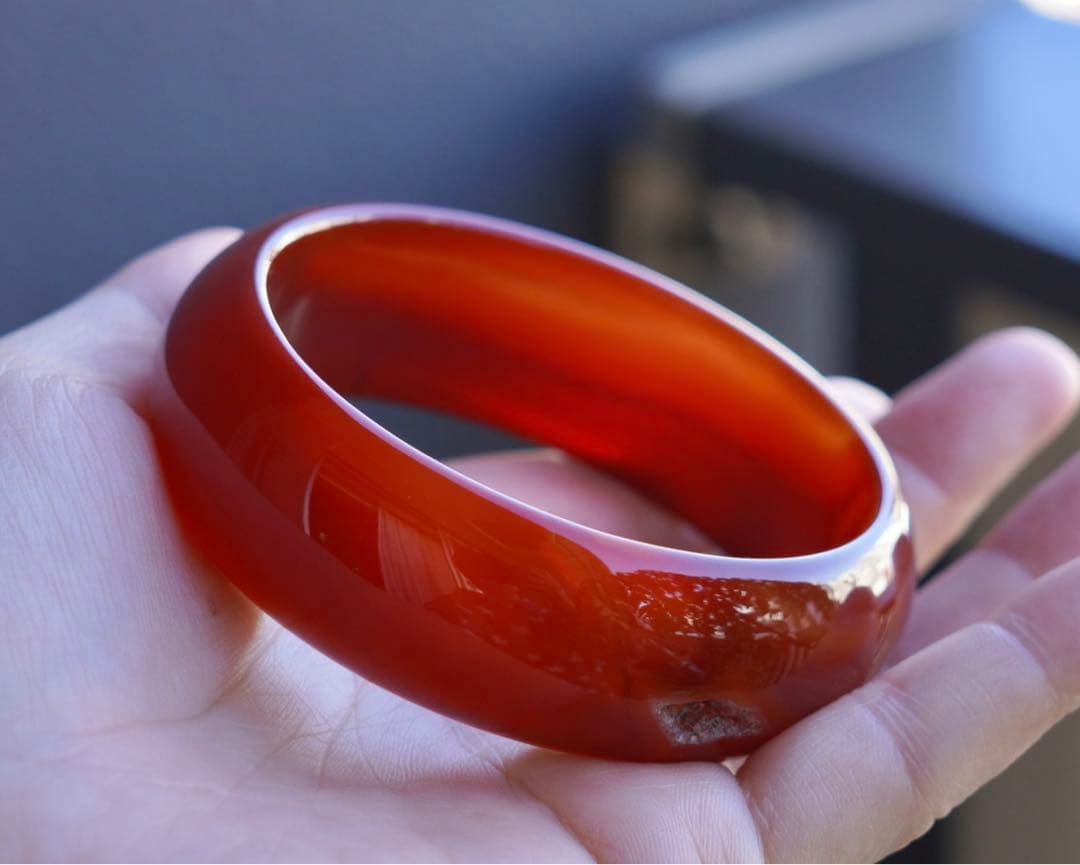 ❄メノウ カルセドニー 玉髄 バングル　腕輪　 新品 0058