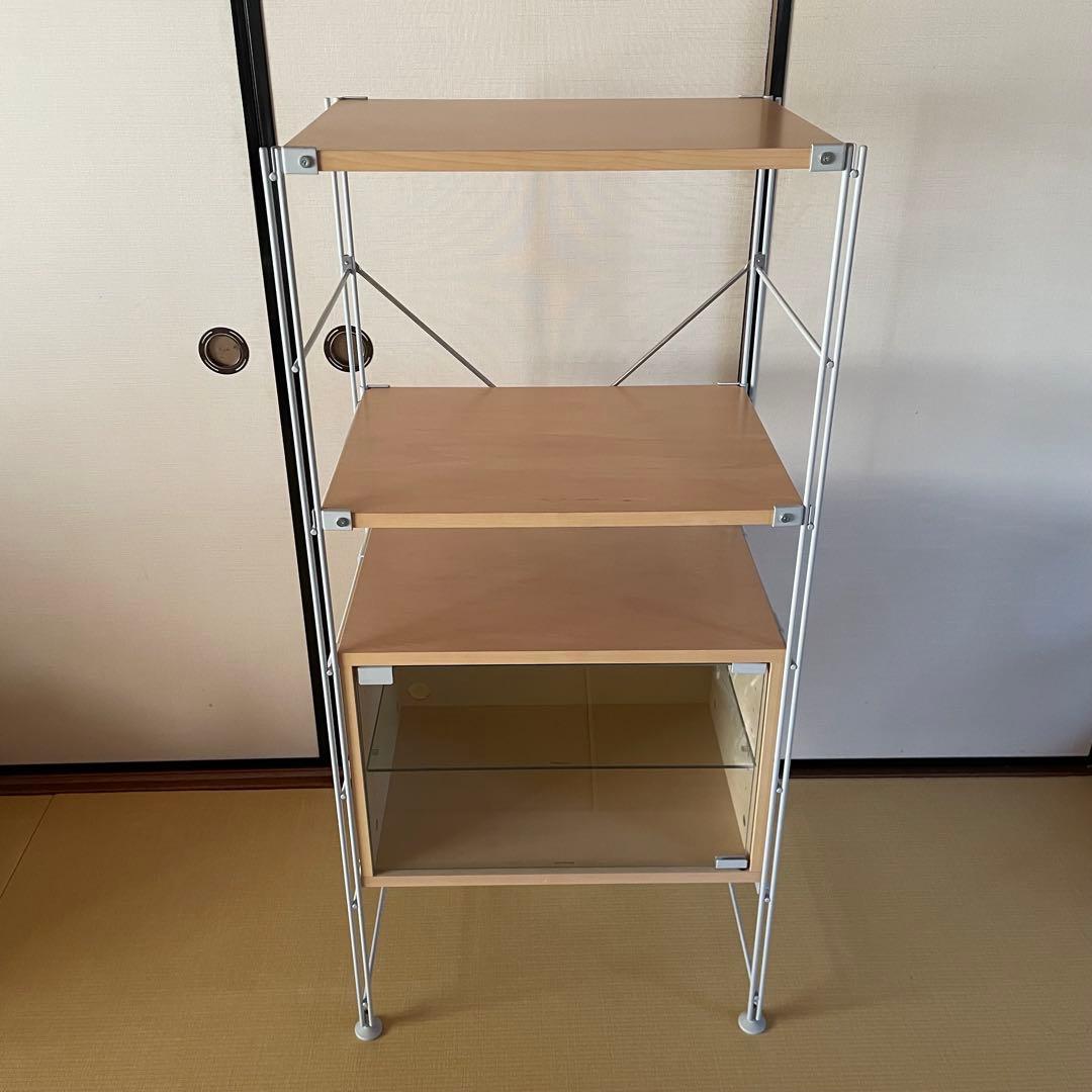 無印良品　スチールユニットシェルフ　ガラス開戸