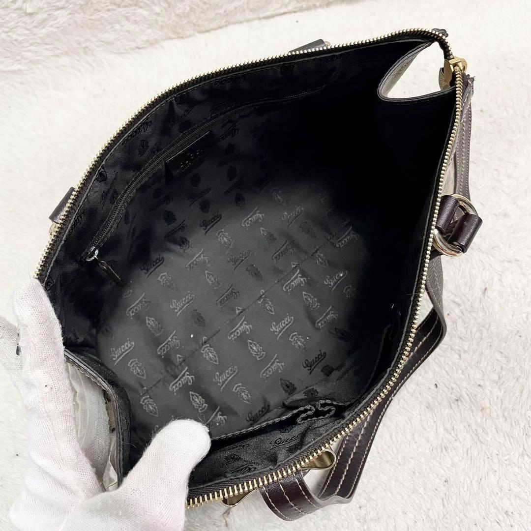 グッチ ドゥケッサ ミニボストン GGクリスタル GG柄 金具 ヒステリア 茶色