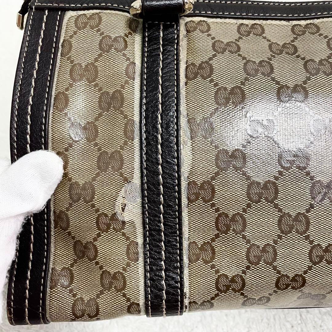 グッチ ドゥケッサ ミニボストン GGクリスタル GG柄 金具 ヒステリア 茶色