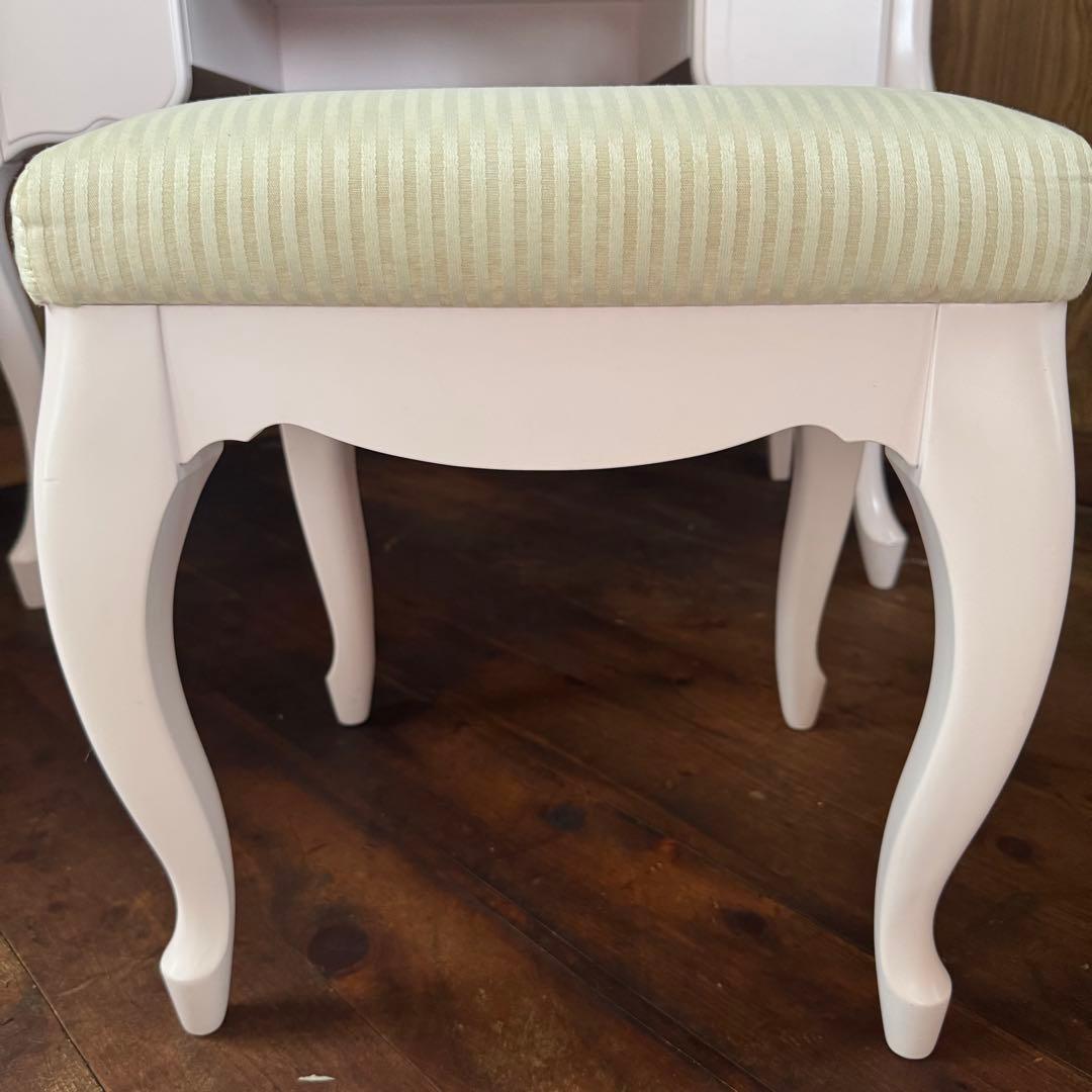 美品☆ 東海家具 Fleur ドレッサー スツール ホワイト 猫脚 三面鏡