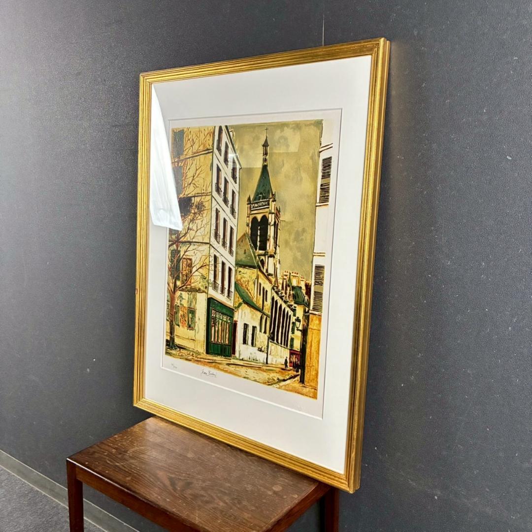 モーリス・ユトリロ「サン・セヴランの教会」リトグラフ 直筆サイン入