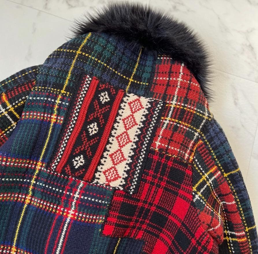 ✨美品✨ラルフローレン パッチワークチェック ポンチョ風 ラップ