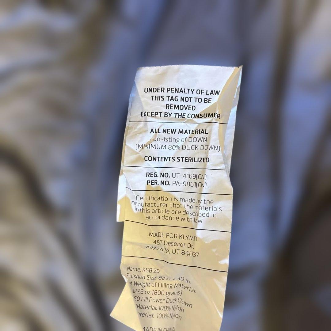 KLYMIT KSB 20 Down 赤 寝袋 シュラフ✨