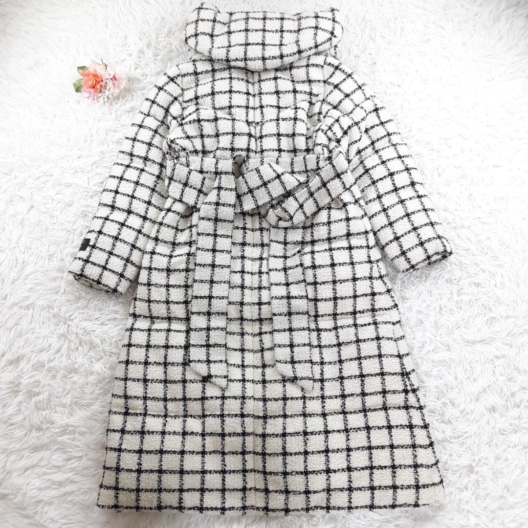 新品未使用◎Her lip to ループヤーンツイードベルテッドダウンコート 白