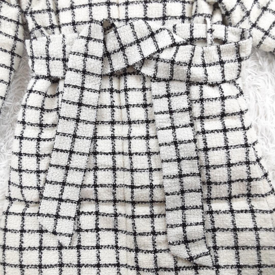 新品未使用◎Her lip to ループヤーンツイードベルテッドダウンコート 白