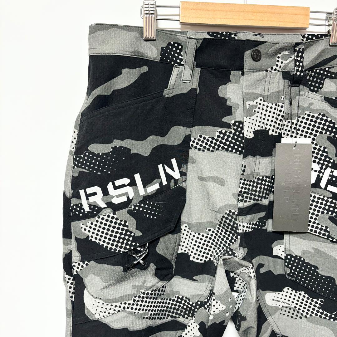 新品 ラッセルノ ドビー柄 ストレッチ ジョガー パンツ カモ ブラック L 5