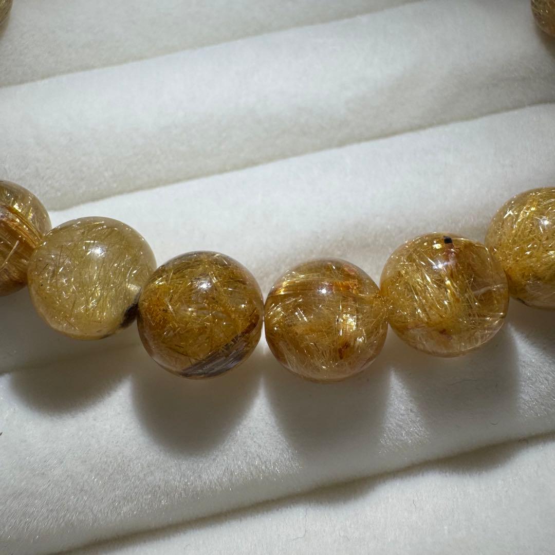 金運·極品満針ゴールドルチルクォーツ ブレスレット 10mm 天然石28.5g