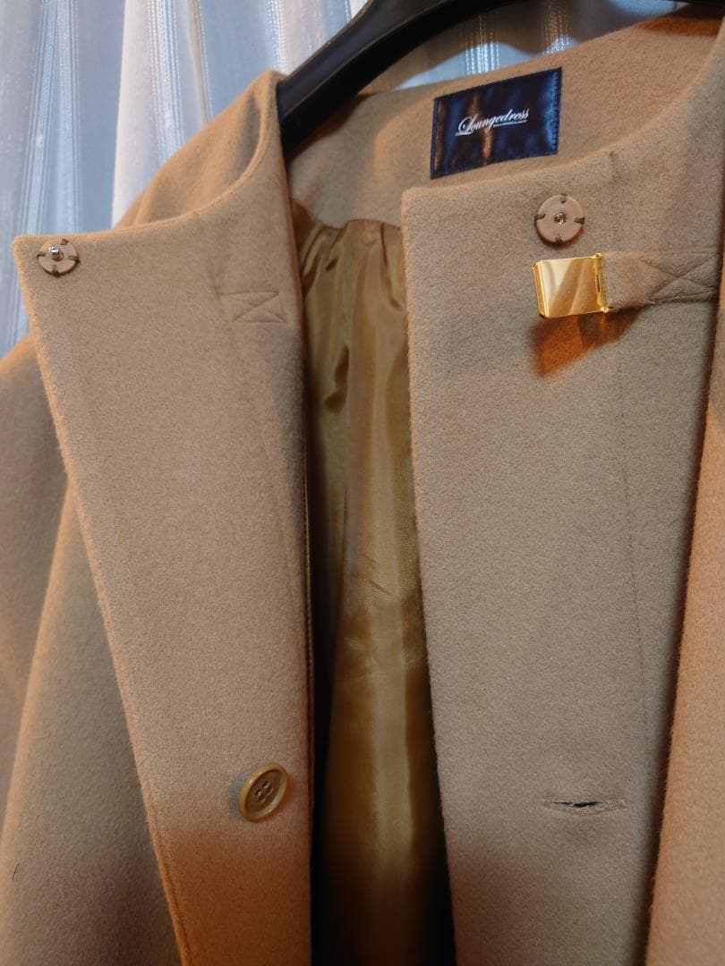 新品同様☆日本製ウール９0%☆キャメルケープポンチョ