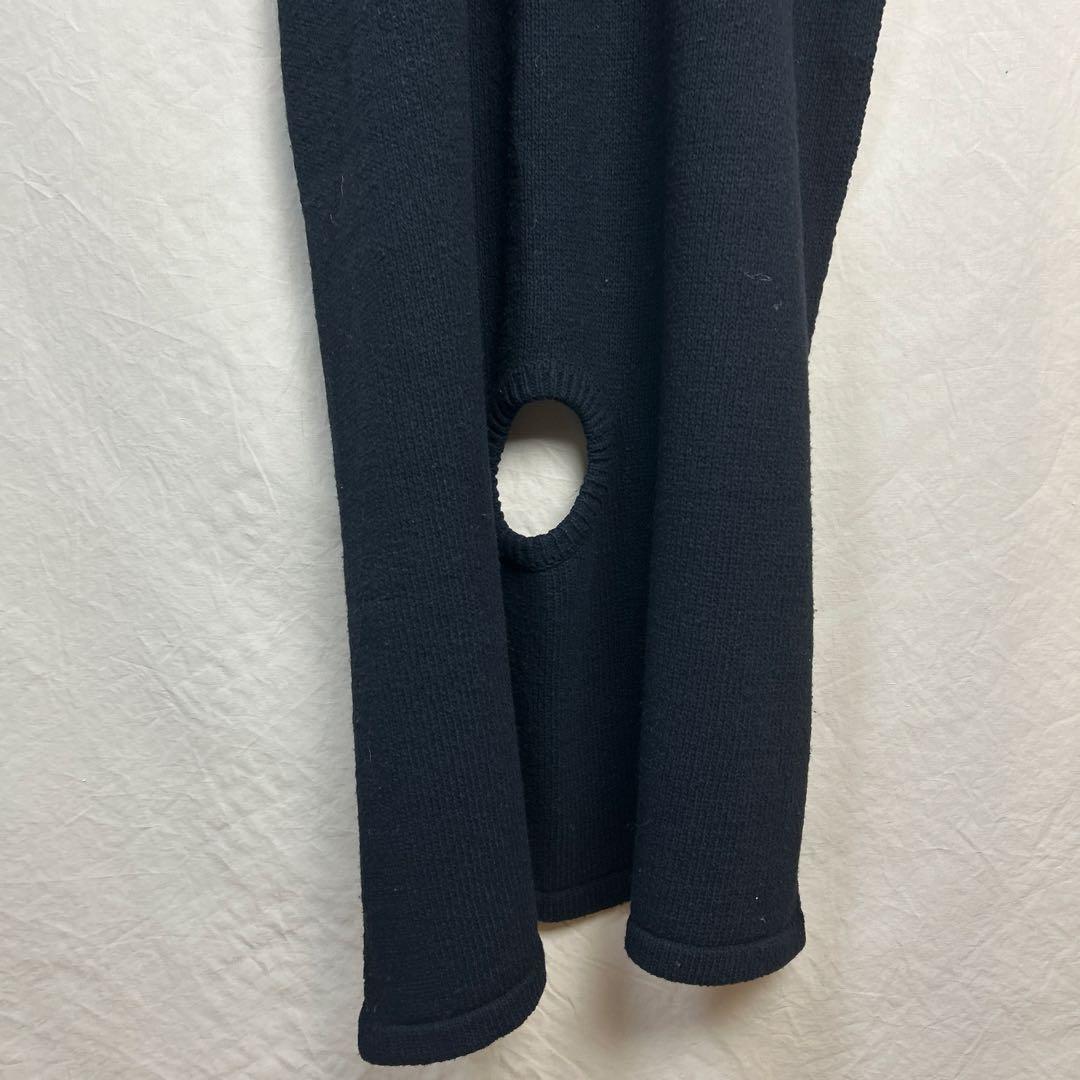 ANN DEMEULEMEESTER ニット ポンチョ アシンメトリー 38 黒