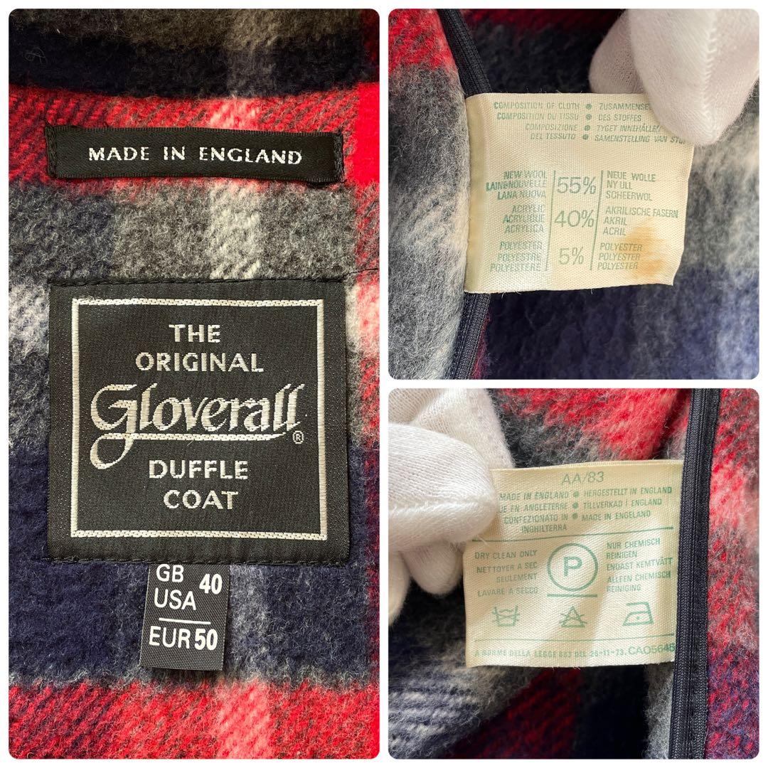 XLサイズ 英国製 Gloverall ロングダッフルコート チェック ネイビー