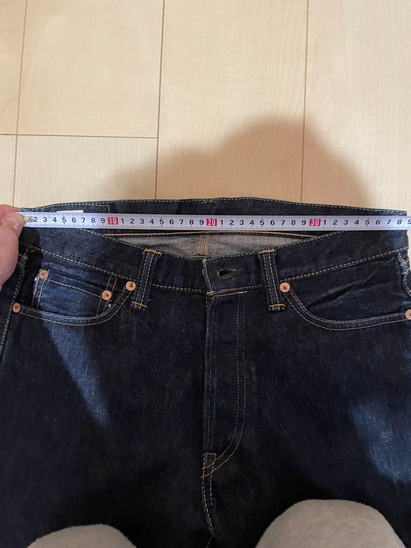 桃太郎ジーンズストレートデニム ダークブルー ストライプポケット