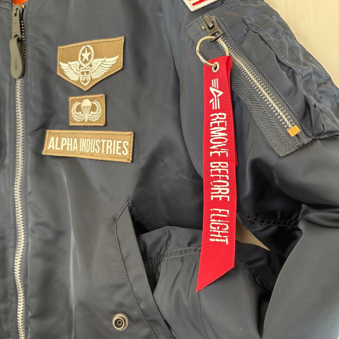 ALPHA MA-1 フライトジャケット 刺繍 ネイビー 短丈59th FTR