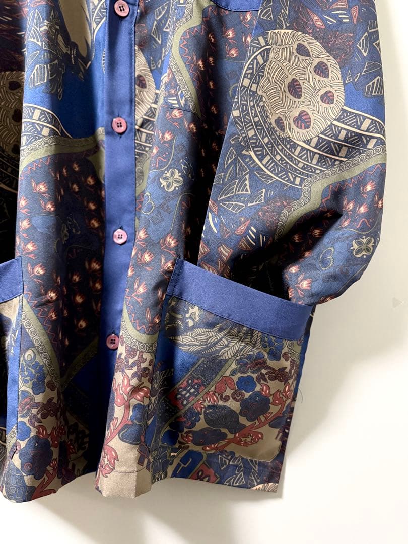 90sヴィンテージ 総柄シャツ 抽象柄 アートプリント 馬柄 イタリア製 古着