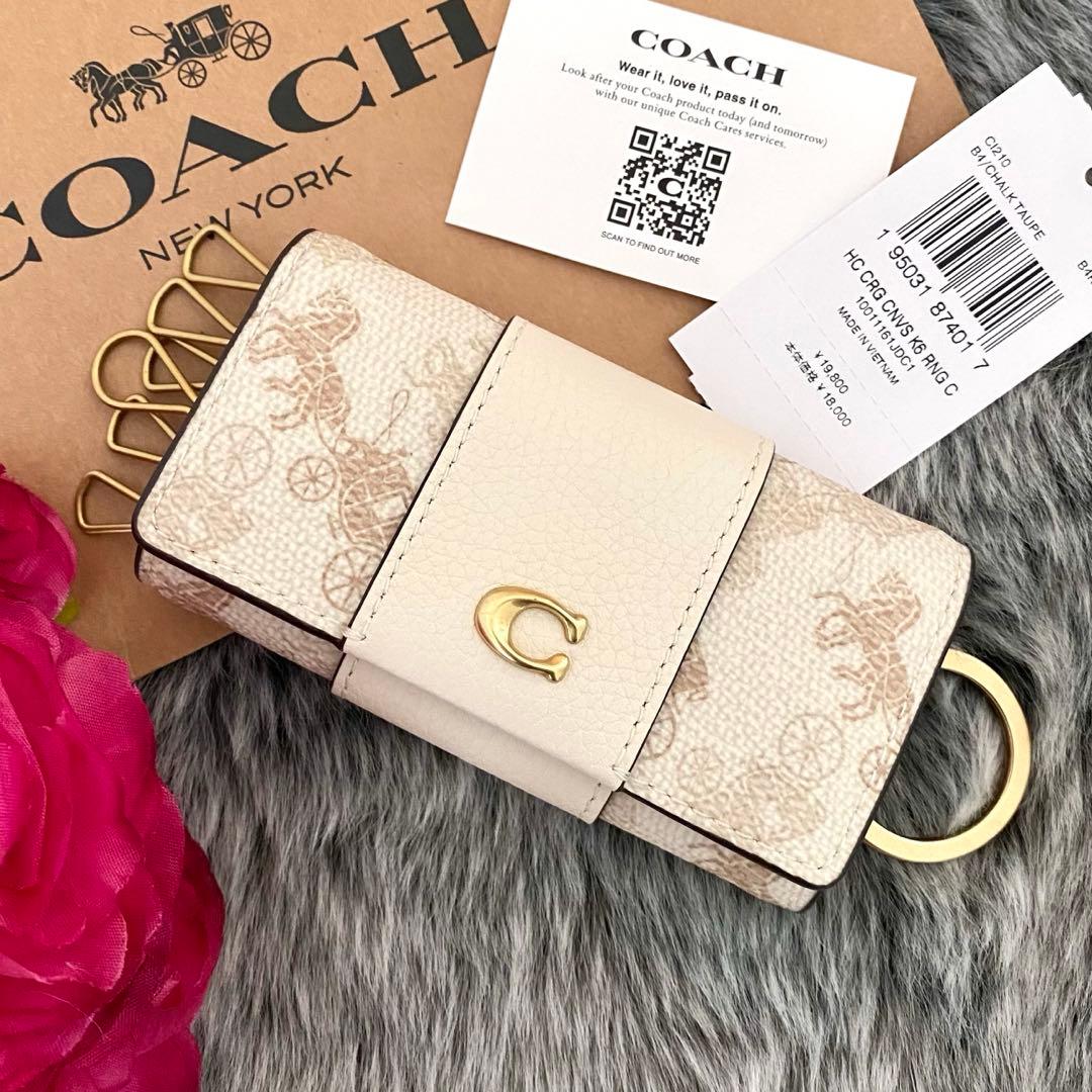 新品☆COACH コーチ　キーケース　 ホワイト　コーチロゴ　レザー