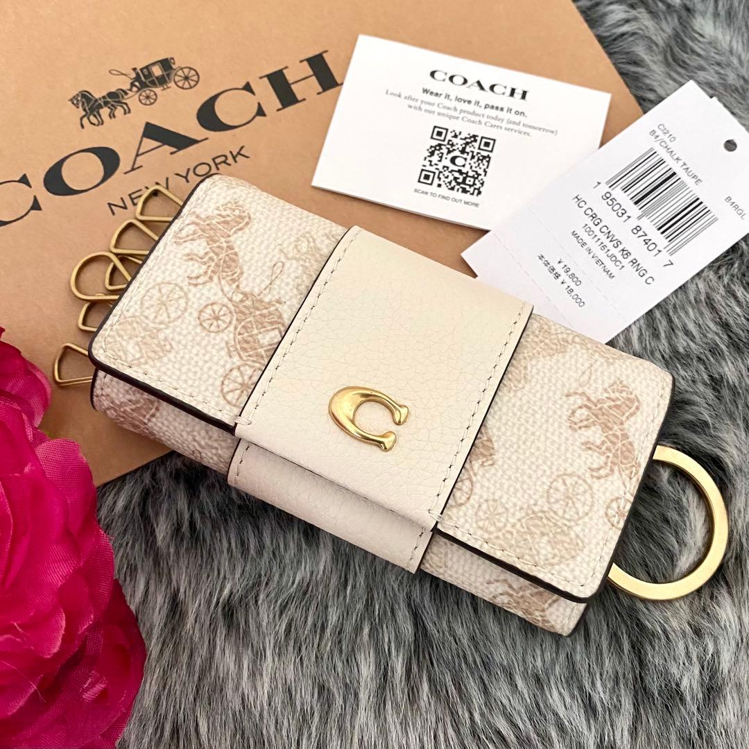 新品☆COACH コーチ　キーケース　 ホワイト　コーチロゴ　レザー