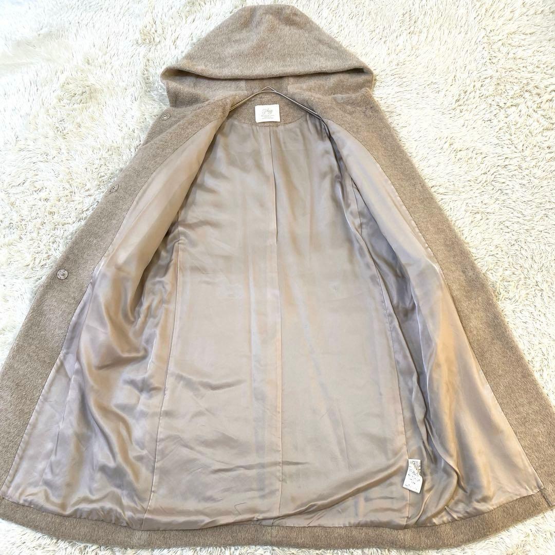 美品】Plage アルパカ混シャギーフードコート ロング丈 36M相当 日本製