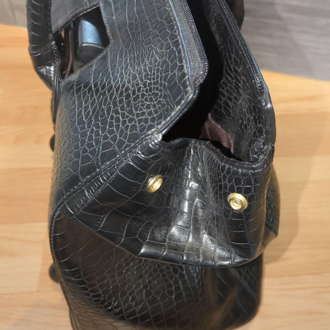 cooco クーコ　クロコ型押しキャリーカート　アルミハンドル　2way 黒