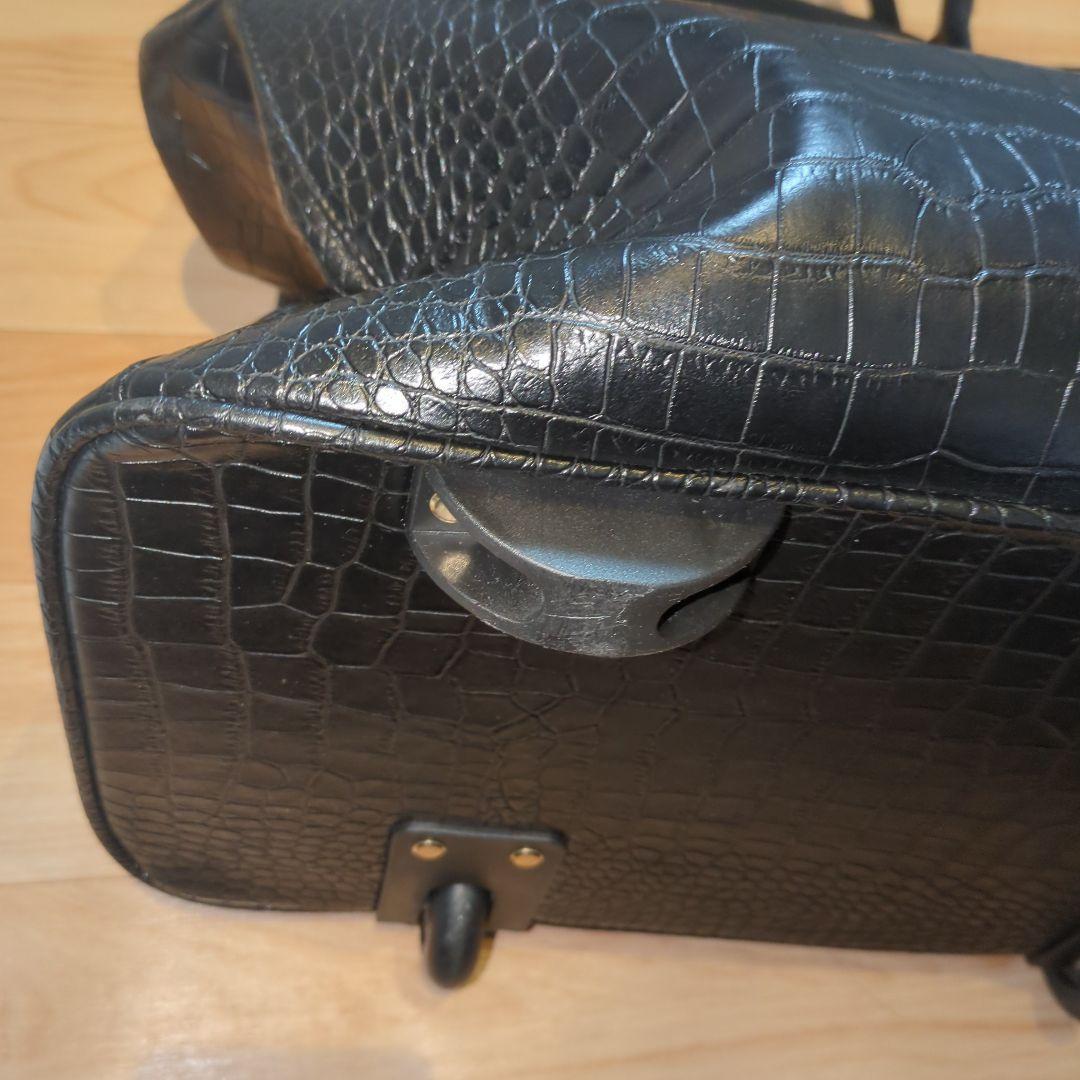 cooco クーコ　クロコ型押しキャリーカート　アルミハンドル　2way 黒