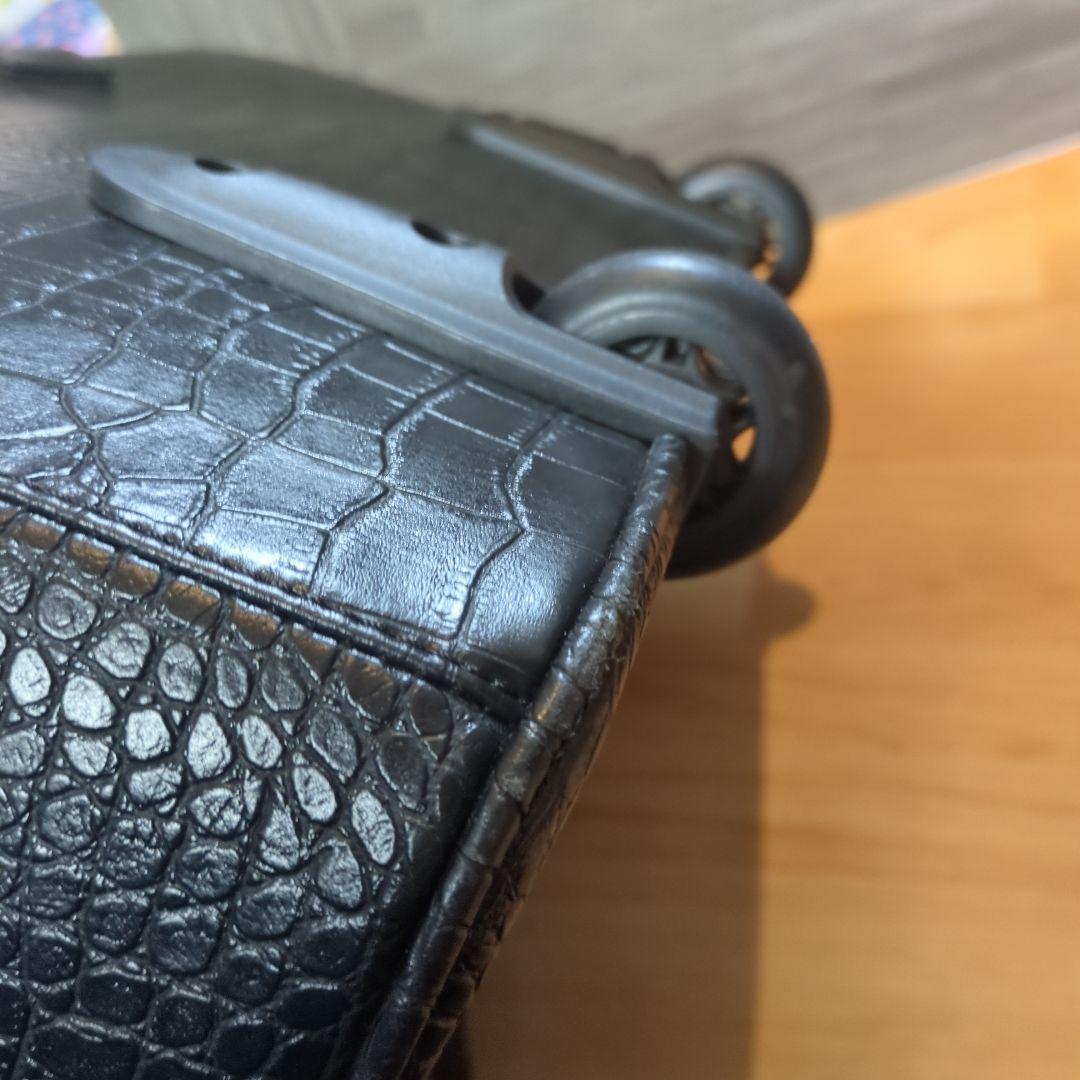 cooco クーコ　クロコ型押しキャリーカート　アルミハンドル　2way 黒