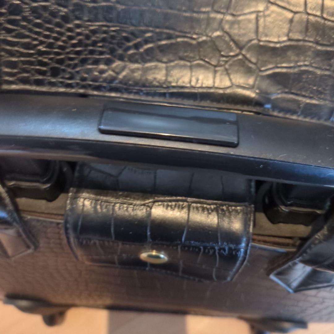 cooco クーコ　クロコ型押しキャリーカート　アルミハンドル　2way 黒