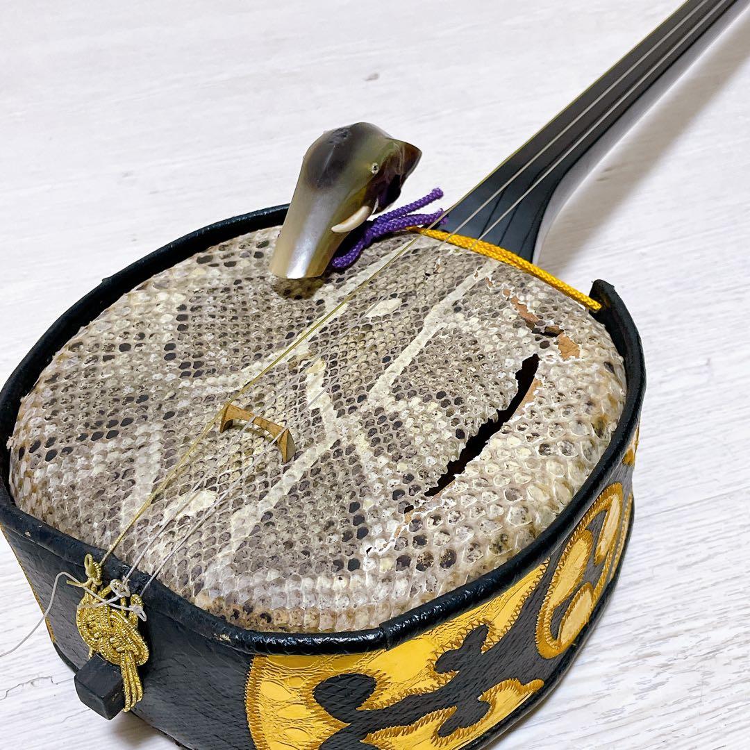 沖縄三線 人工皮 蛇柄 弦楽器 教本 バチ ケース付き 入門 初心者向