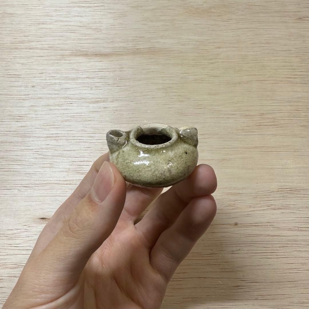 古瀬戸 水滴 灰釉 室町時代 茶入 茶道具 黄瀬戸 油揚手 古美術 骨董 民藝