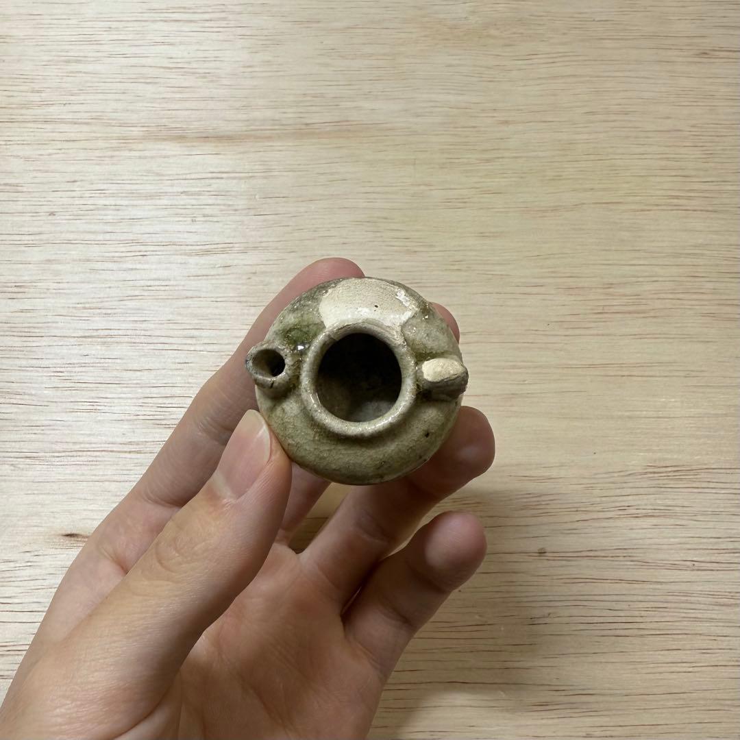 古瀬戸 水滴 灰釉 室町時代 茶入 茶道具 黄瀬戸 油揚手 古美術 骨董 民藝