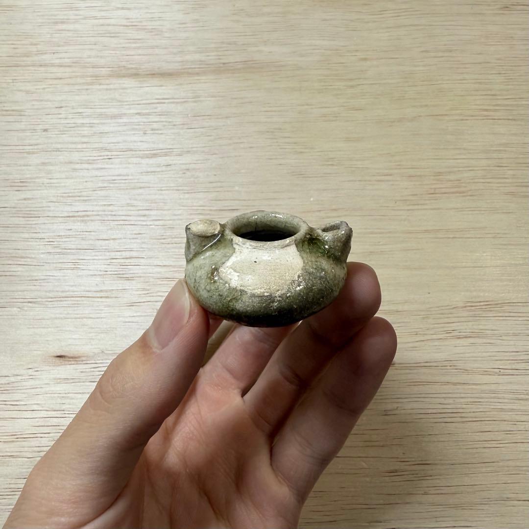 古瀬戸 水滴 灰釉 室町時代 茶入 茶道具 黄瀬戸 油揚手 古美術 骨董 民藝