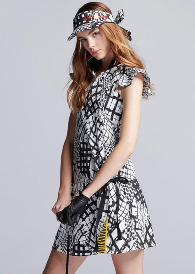 美品✦マークアンドロナ✦キンガムチェックワンピース＆サンバイザーセットアップ