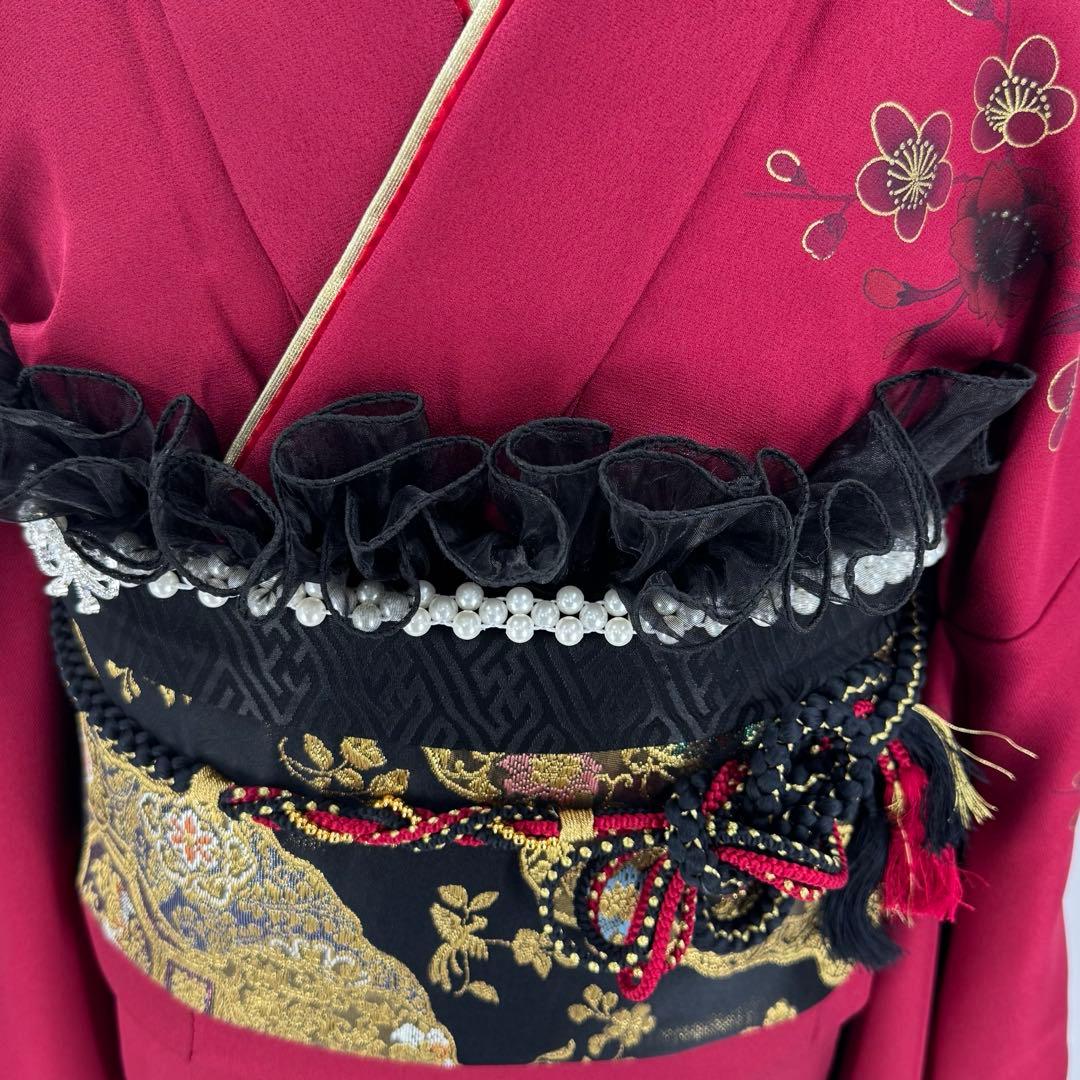 振袖豪華11点フルセット 赤系 金彩 刺繍 成人式 お正月 結婚式 い