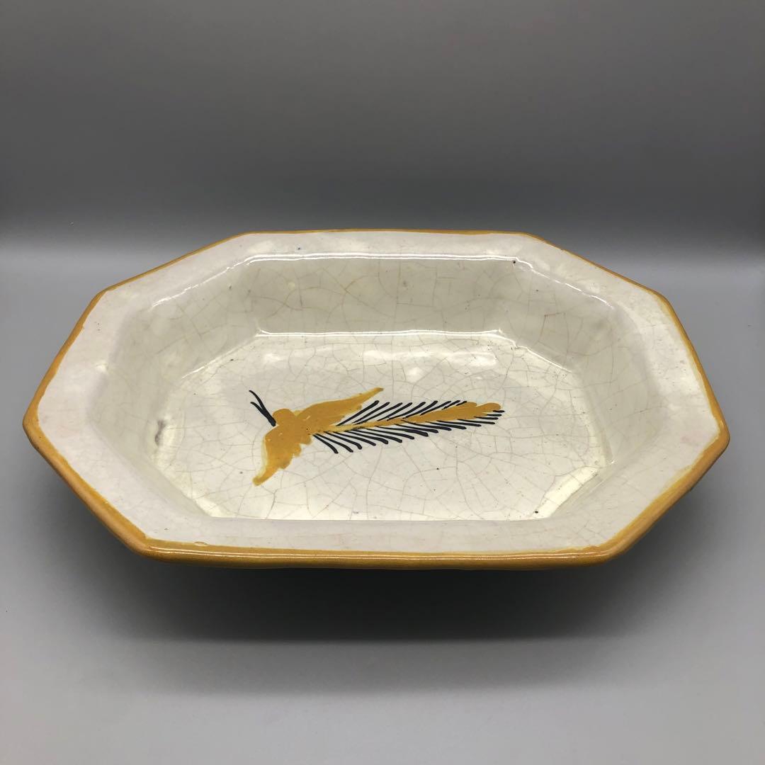 メキシコプエブラタラベラ焼ビンテージ陶器伝統工芸鳥バード八角大皿