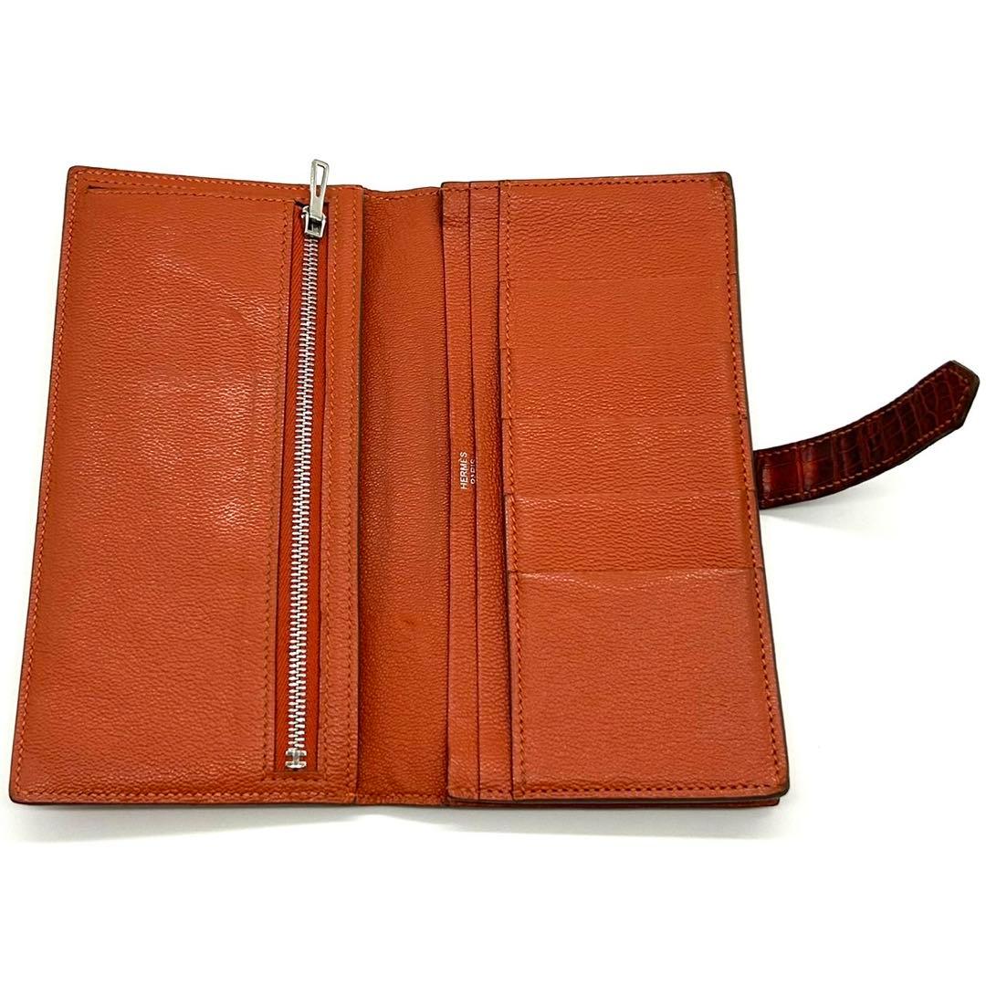 エルメス　べアンスフレ　アリゲーター　長財布　H金具