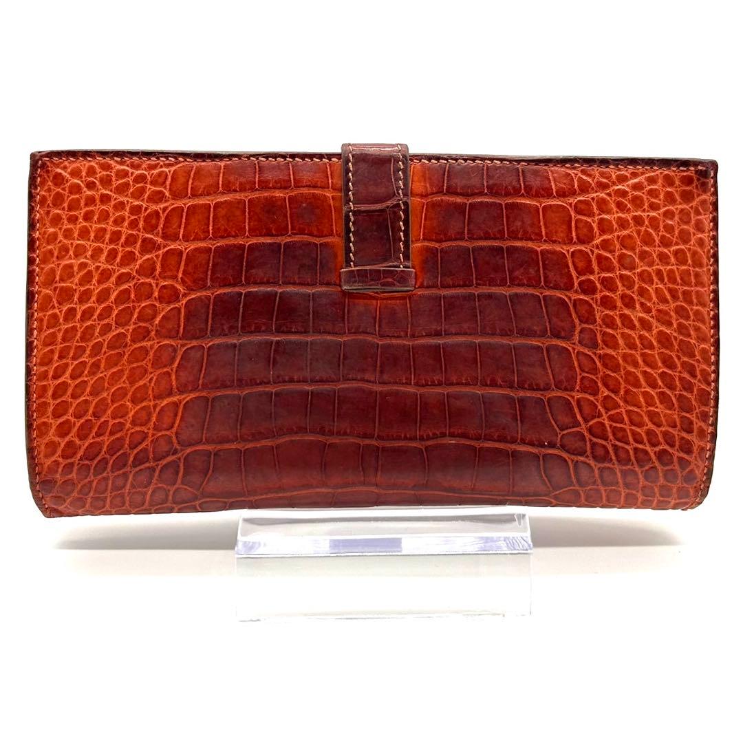 エルメス　べアンスフレ　アリゲーター　長財布　H金具