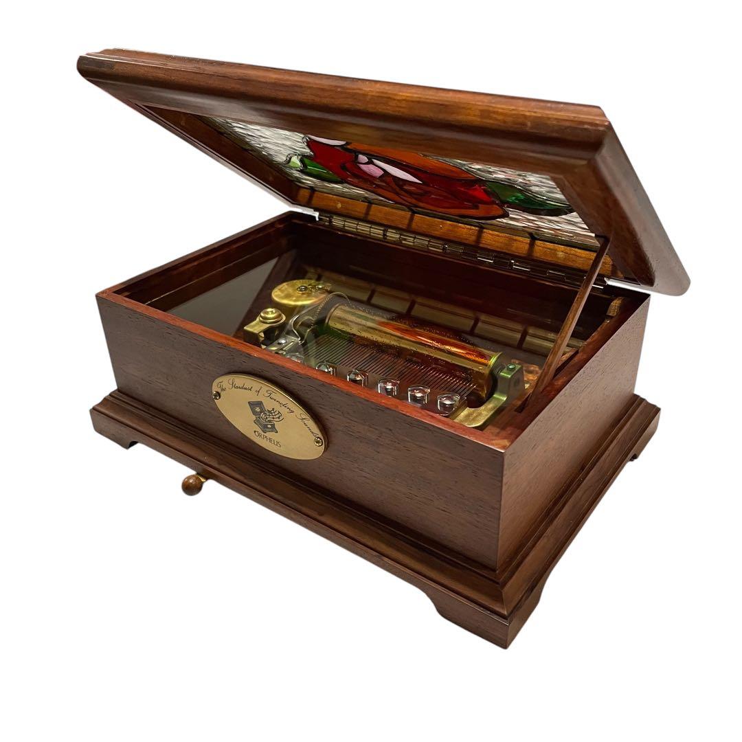 極美品 オルフェウス オルゴール 50弁 ステンドグラス ブビンガ