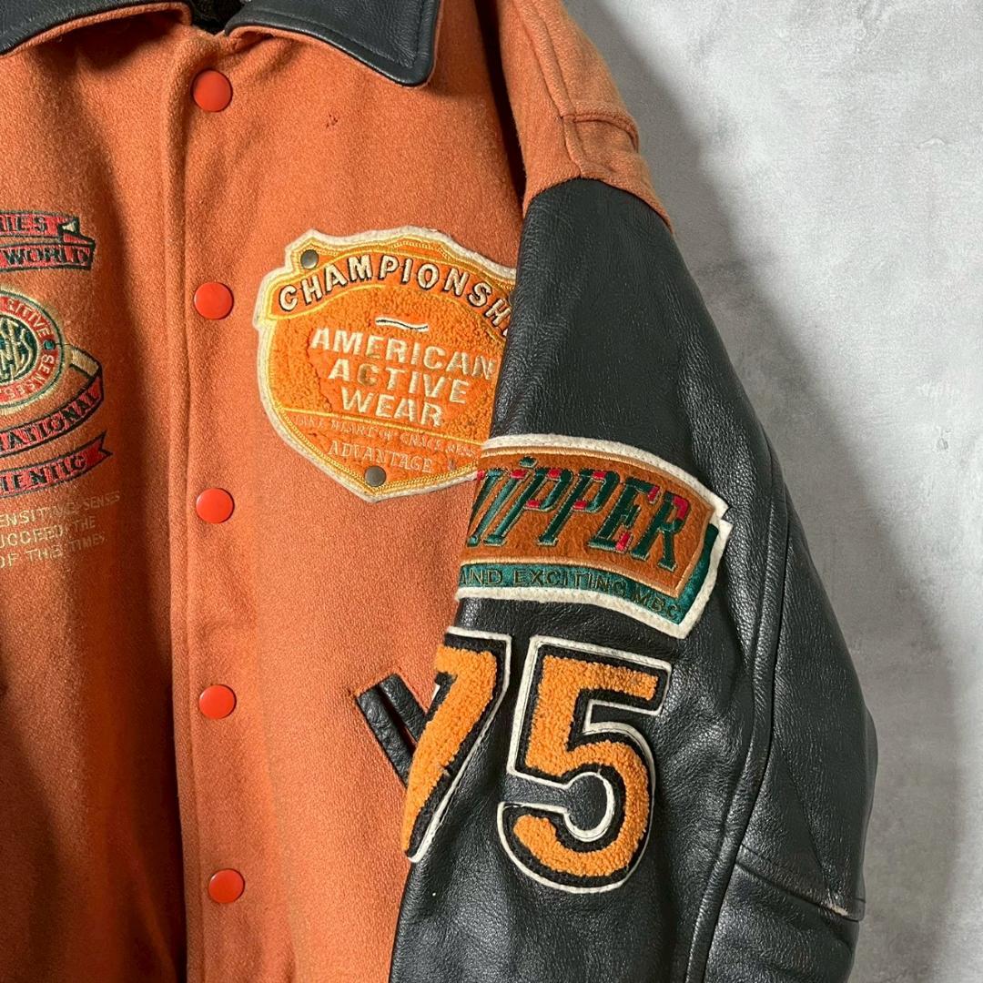 vintage 古着 レザースタジャン ブルドッグ ワッペン　PM30