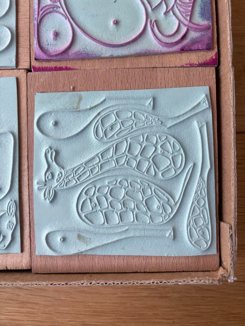 フランスアンティークスタンプ　ナタン社箱入りスタンプ7つセット