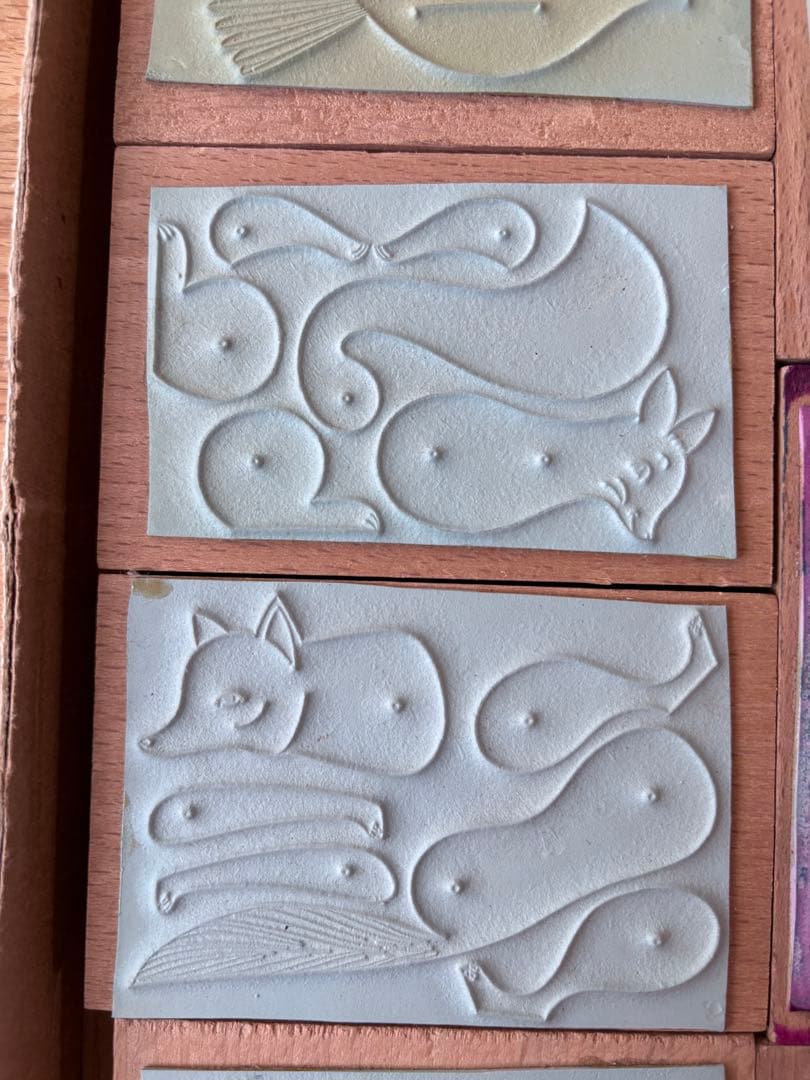 フランスアンティークスタンプ　ナタン社箱入りスタンプ7つセット