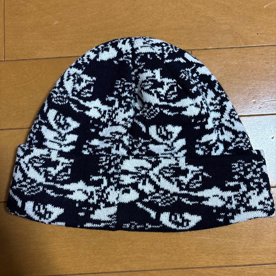 GX1000 花柄ニット帽 ネイビー