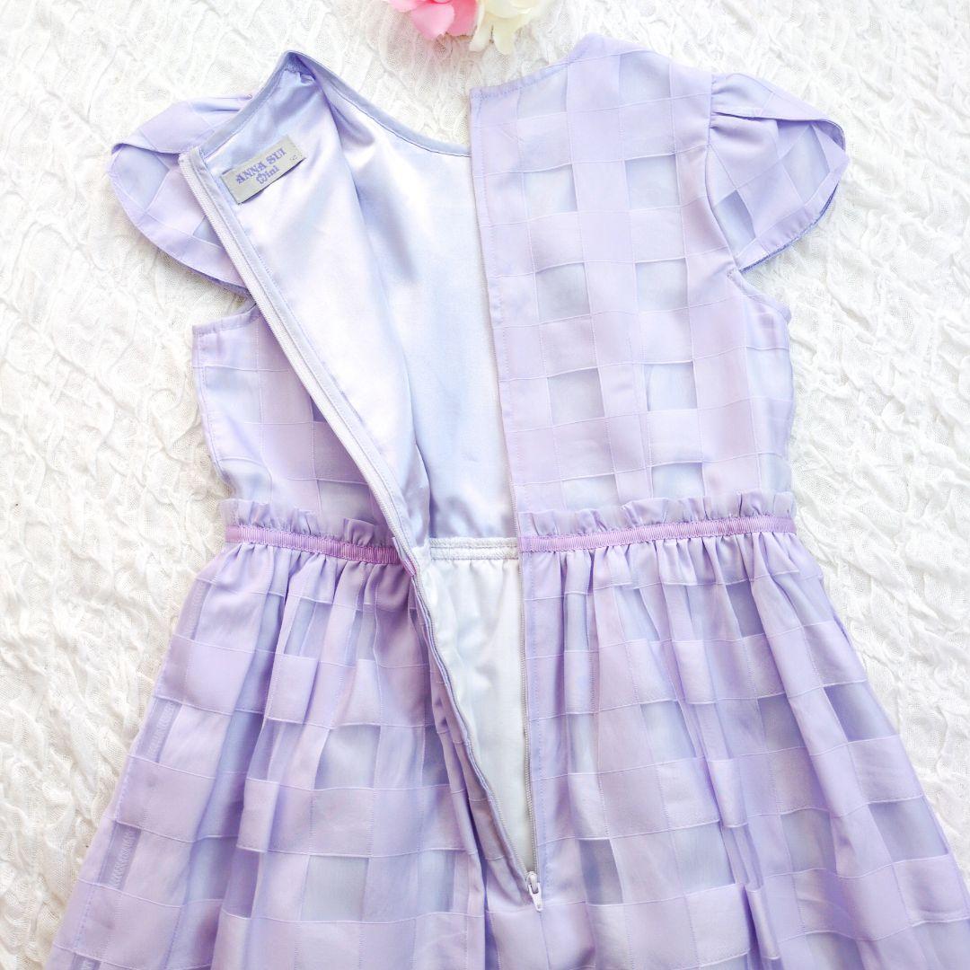 【美品】ANNA SUI mini　オーガンジー刺繍ドレスワンピース　140