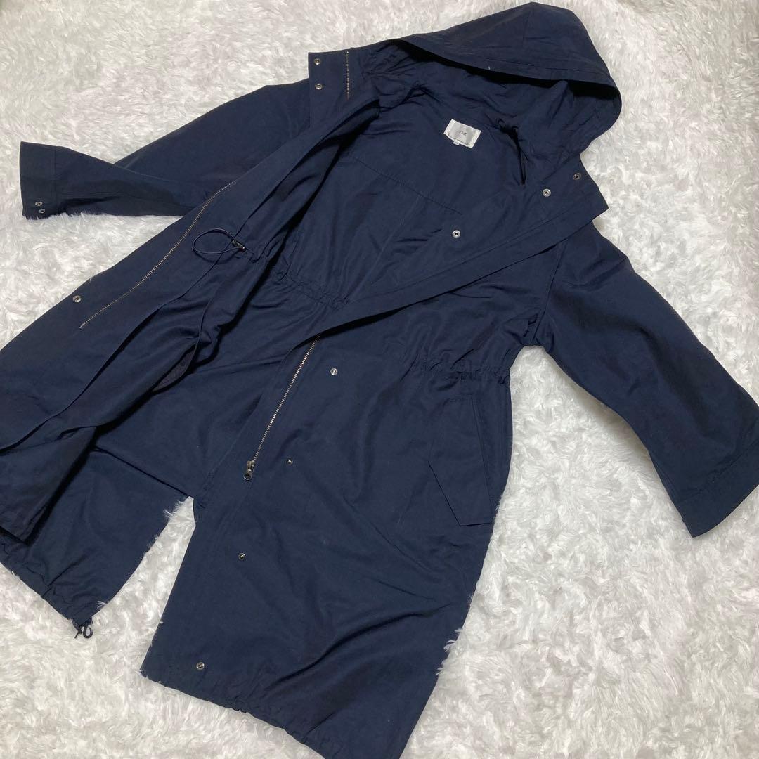 【美品】23区 46 コート ライトタッサーモッズコート ゆったり 体型カバー