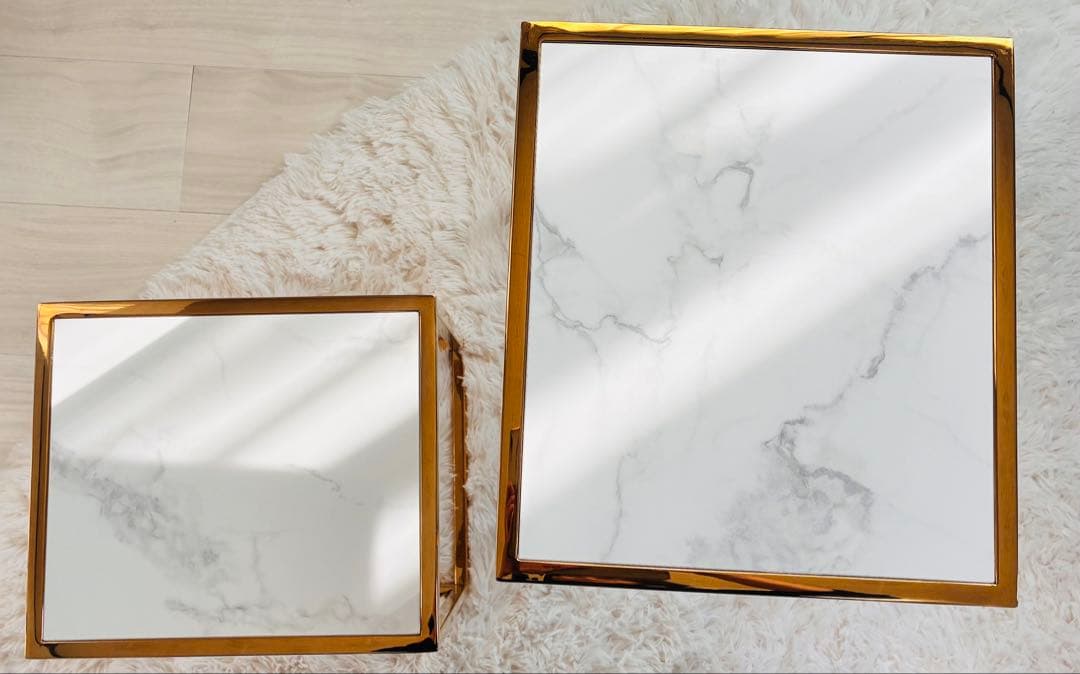 フランフラン　レーヌ ネストテーブル 2 マーブル×ゴールド